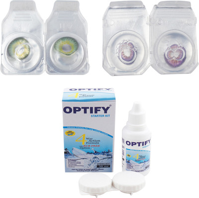 

Optify Combo Pack Monthly Color Contact Lens (Zero Power, Dark Green-Voilet, Pack of 2) Monthly Contact Lens(1, Dark Green-Voilet, Pack of 2)