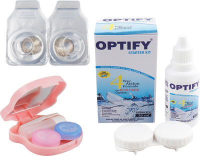 Optify Monthly Color Contact Lens with Kit (Zero Power, Honey, Pack of 1) Monthly Contact Lens(1, Honey, Pack of 1)