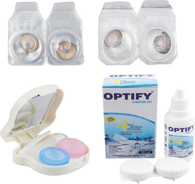 

Optify Combo Pack Monthly Color Contact Lens with Kit (Zero Power, Hazel& Grey, Pack of 2) Monthly Contact Lens(1, Hazel& Grey, Pack of 2)