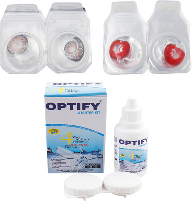 

Optify Combo Pack Monthly Color Contact Lens (Zero Power, Grey-Red, Pack of 2) Monthly Contact Lens(1, Grey-Red, Pack of 2)
