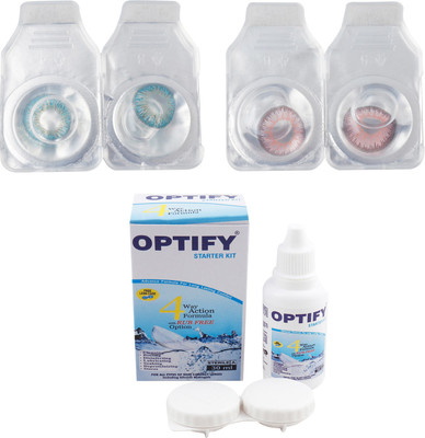 

Optify Combo Pack Monthly Color Contact Lens (Zero Power, Blue-Pink, Pack of 2) Monthly Contact Lens(1, Blue-Pink, Pack of 2)