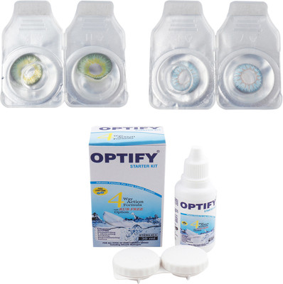 

Optify Combo Pack Monthly Color Contact Lens (Zero Power, Dark Green-Sky Blue , Pack of 2) Monthly Contact Lens(1, Dark Green-Sky Blue, Pack of 2)