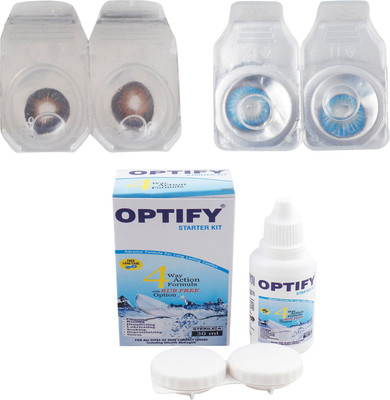 Optify Combo Pack Monthly Color Contact Lens (Zero Power, Brown-Aqua Blue, Pack of 2) Monthly Contact Lens(1, Brown-Aqua Blue, Pack of 2)