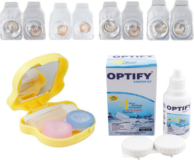 Optify Combo Pack Monthly Color Contact Lens (Zero Power, Pure Hazel-Honey-Hazel-Honey, Pack of 4) Monthly Contact Lens(1, Pure Hazel-Honey-Hazel-Honey, Pack of 4)