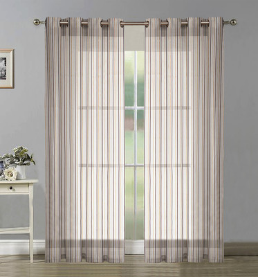 

Home Candy 212 cm (7 ft) Tissue Door Curtain (Pack Of 2)(Striped, Beige)