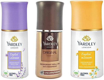 

Yardley London English Lavender, Orignal and English Blossom Roll On Roll On Pack Of 3 Deodorant Roll-on - For Women(50 ml, Pack of 3)