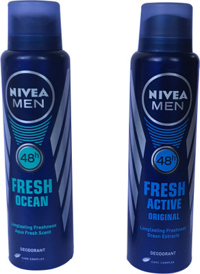

Nivea FRESH ACTIVE & FRESH OCEAN Body Spray - For Women(300 ml, Pack of 2)