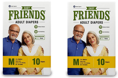 

Friends Easy Adult Diapers Medium Size- 28-44 inches, 10 pcs/Pack, (Pack of 2) Adult Diapers - M(20 Pieces)