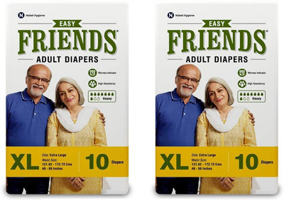

Friends Easy Adult Diapers X-Large, Size- 48-68 inches, 10 pcs/Pack, (Pack of 2) Adult Diapers - XL(20 Pieces)