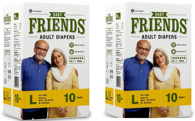

Friends Easy Adult Diapers Large Size- 38-60 inches, 10 pcs/Pack, (Pack of 2) Adult Diapers - L(20 Pieces)