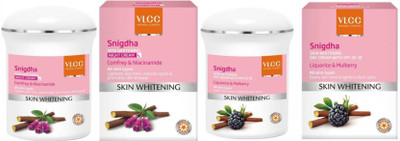 VLCC Snigdha Skin Whitening Day with SPF 25 liquorice & mulberry and Snigdha Skin Whitening Night Cream Comfrey & Niacinamide (50 g)(100 g)