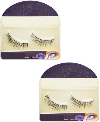 

sweetpea Black Natural Thick Long False Eyelashes with Adhesive (Set of 2 Pair) (8813)(Pack of 2)