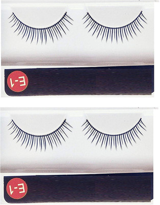

sweetpea Black Natural Thick Long False Eyelashes with Adhesive (Set of 2 Pair)(Pack of 2)