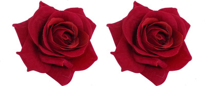 Bueno Flower Hair Clips For Girls And Women, Rose Flower Hair Clips, Set Of 2, Pack of 1 Hair Clip(Red)