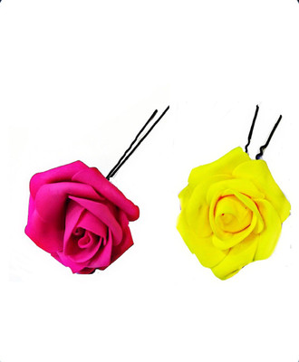 

Three Elements Artificial Hair Gajra pins , threads , flower for Women and Girls,Pink and Yellow, Pack of 2 Hair Pin(Pink, Yellow)