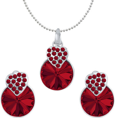 mahi Alloy Rhodium Red Jewellery Set(Pack of 1)