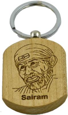 faynci Sairam Shirdiwale Saibaba Engraved Handcrafted Wooden Key Chain Key Chain