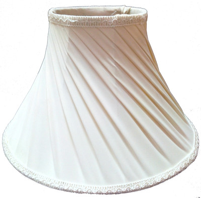 

RDC 12" Round Slanting Pleated Cream with Lace Border - B22 Holder Ring Size Table Lamps Lamp Shade(Cotton)