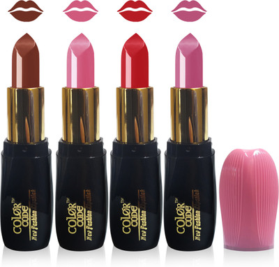 

Color Code new fashion lady matte lipstick cosmetics makeup combo set of 4(brown baby pink l red pink)