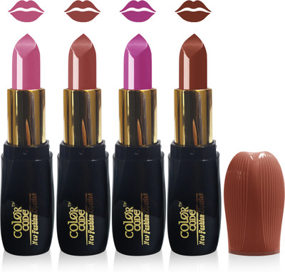 

Color Code new fashion lady matte lipstick cosmetics makeup combo set of 4(pink l brown purple brown)