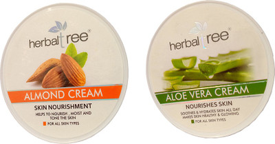 

HERBALTREE HT ALMOND CREAM SKIN NOURISHMENT AND ALOEVERA CREAM NOURISHES SKIN 180G PACK OF - 2(360 g)