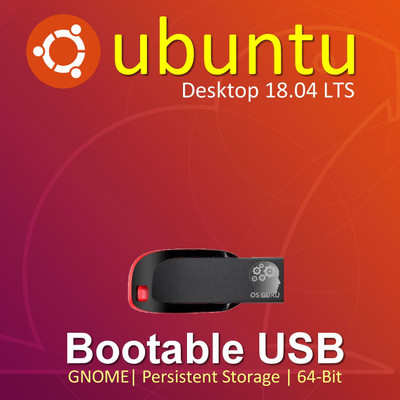 

OSGuru UBNDTP1804 Ubuntu Desktop 18.04 LTS - Live/Install/Upgrade/Repair 16GB Bootable USB Pen Drive with Persistent Storage 64-Bit