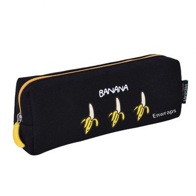 

Enwraps Series Banana Printed Art Canvas Pencil Box(Set of 1, Black)