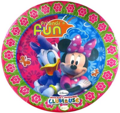 FUNCART Minnie1 Club House_Theme Quarter Plate(Pack of 10, Microwave Safe)