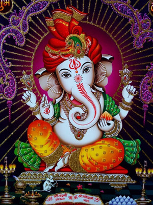 Aabhaas Ganesha Wall Poster Fine Art Print(12 inch X 18 inch, Rolled)