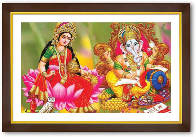 

Aabhaas Lakshmi Ganesh Wall Poster Fine Art Print(12 inch X 18 inch, Rolled)