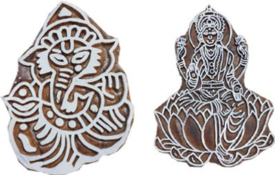 skart wooden printing blocks Ganesh and Laxmi Printing Blocks(Pack of 2)