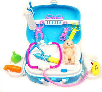 

Amazia Medical Equipment Doctor Play Kit set (18 pieces) in Medical Suitcase With Wheels To Play at Home for Kidz