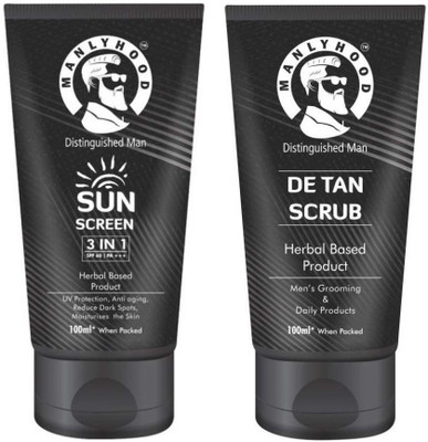 

MANLYHOOD DE-TAN SCRUB(100ml) AND SUNSCREEN(SPF 60 | PA+++)(100ml) (Combopack) Scrub(100 ml)