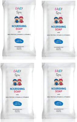 

Modicare Baby Spa Nourishing Soap With Milk Protein, Vitamin A, Vitamin E (pack of 4)(75 g, Pack of 4)
