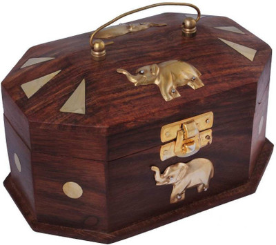 CRUZ INTERNATIONAL Bea'utiful Makeup and Jewellery Vanity Box(Brown, Gold)
