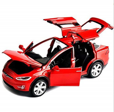 

KTRS Tesla Model Car Toy X90 Metal Model Vehicle Acousto-optic Pull-back Toy Car for ld Gift(Red)