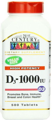 

21st Century Vitamin D3 High Potency 1000 IU 500 Tablets(500 No)