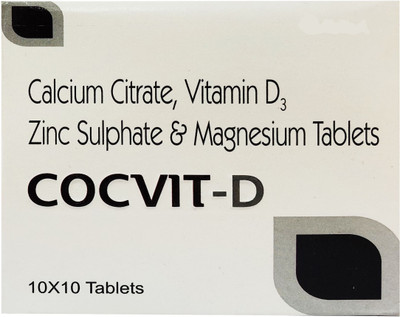 

COCVIT-D Easily Absorbed Calcium + Extra Vitamin D3, Zinc & Magnesium Tablets (200 Tablets)(200 No)
