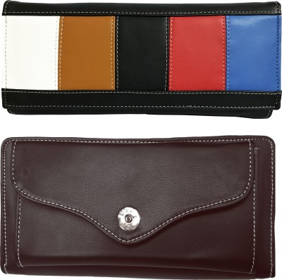 LADY BAR Casual Brown, Black  Clutch(Pack of: 2)