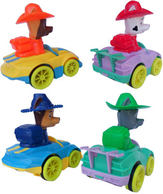 

HALO NATION Paw Patrol Super Figures Friction Car - Unbreakable Toys Vehicle Set of 4 : Chase, Marshall, Rocky & Zuma(Multicolor)