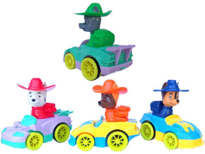 

IndusBay Paw Pups Toy Figures Friction Car Set - Cartoon Cars Set of 4 Pup Theme Car Set(Multicolor)