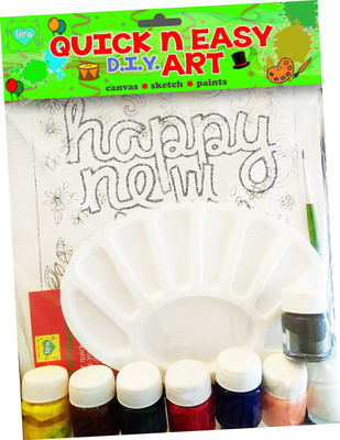 

Lira Quick n Easy Do-It-Yourself painting kit by Lilly Caur for kids 5 years old - 8HX6W w/ Canvas Sketch - Happy New Year #01