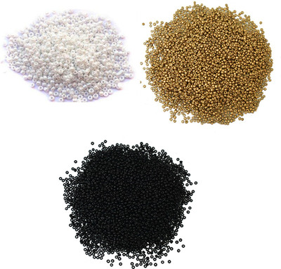 

Embroiderymaterial Black, White & Gold Seed Beads Combo for Embroidery, Craft & Jewellery Making (50 gm Each Color)