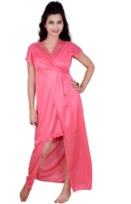 

Kismat Fashion Women Nighty with Robe(Pink