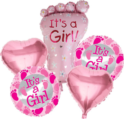 

Bash N Splash Printed Congratulations Its a Girl Baby Shower Announcement Party Foil Balloon Set Of 5 Pcs Balloon(Pink, Pack of 1)