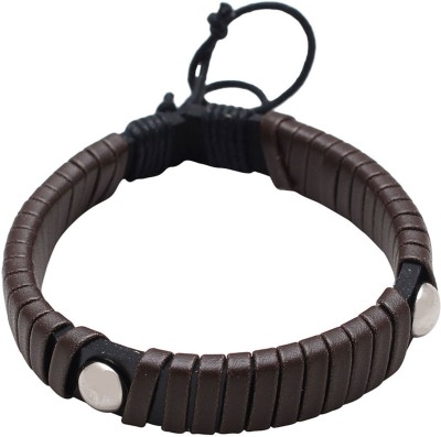 Dzinetrendz Leather Rhodium Bracelet