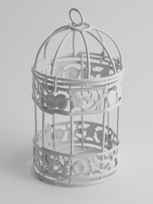 

CREATIVE JACK Metal Cage Medium White (Perfect for Wedding Anniversary House Warming Gift) Cage with Couple Birds- Valentine Home Decor Gift Cage Seed Catcher