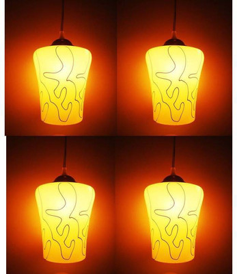 VAGalleryKing Color Full Glass&Steel Hanging Pack Of 4 Pendant Lamp Ceiling Lamp(White)