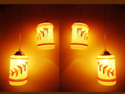 VAGalleryKing Color Full Glass&Steel Hanging Pack Of 4 Pendant Lamp Ceiling Lamp(Brown)