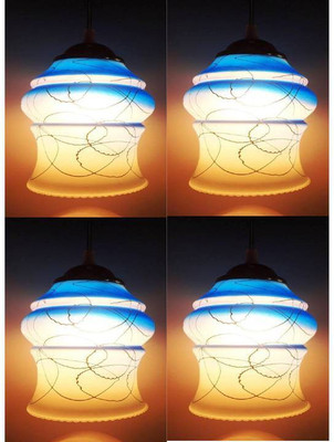 VAGalleryKing Color Full Glass&Steel Hanging Pack Of 4 Pendant Lamp Ceiling Lamp(Blue)